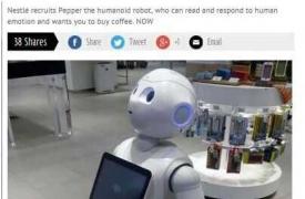 雀巢公司雇用机器人售卖咖啡机 可读懂客户表情