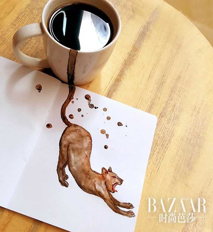咖啡画的猫
